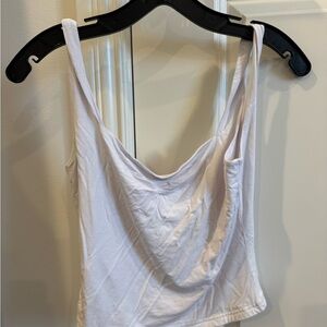 Basic white cinched-front tank